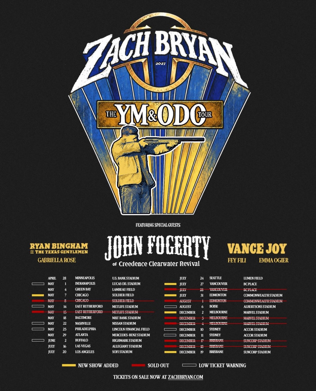 Zach Bryan Young Manhood and Other Donatable Organs Tour 2027 poster