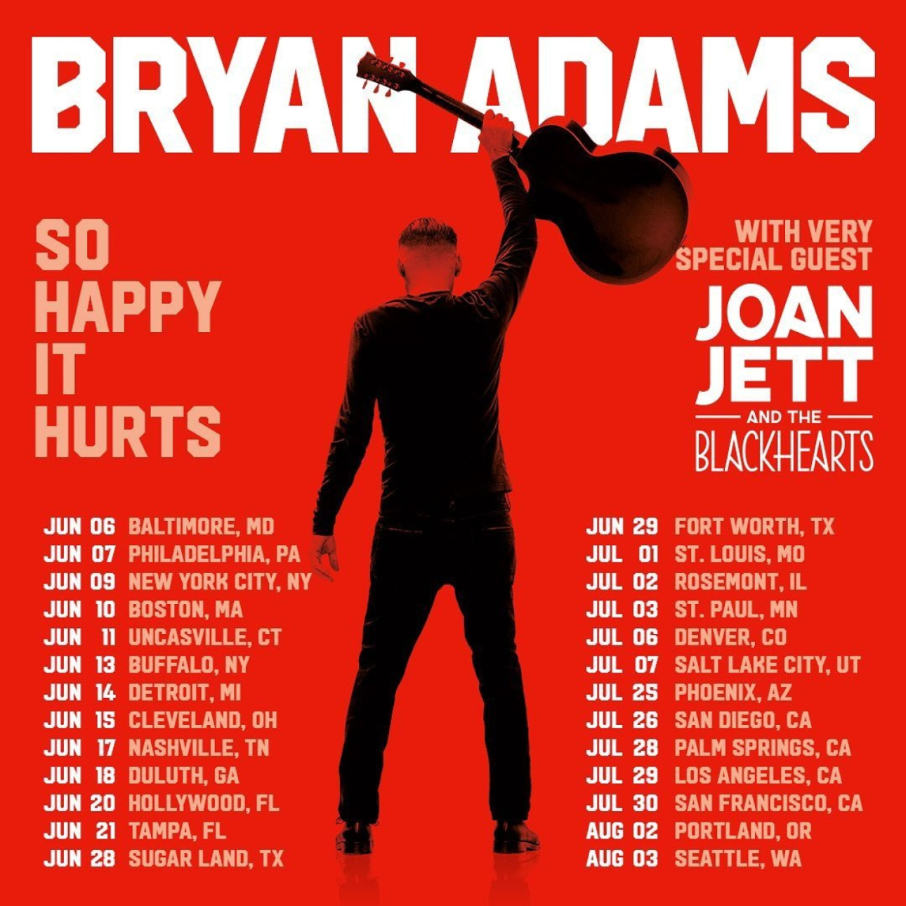 Bryan Adams So Happy It Hurts Tour Poster 2025 (US)