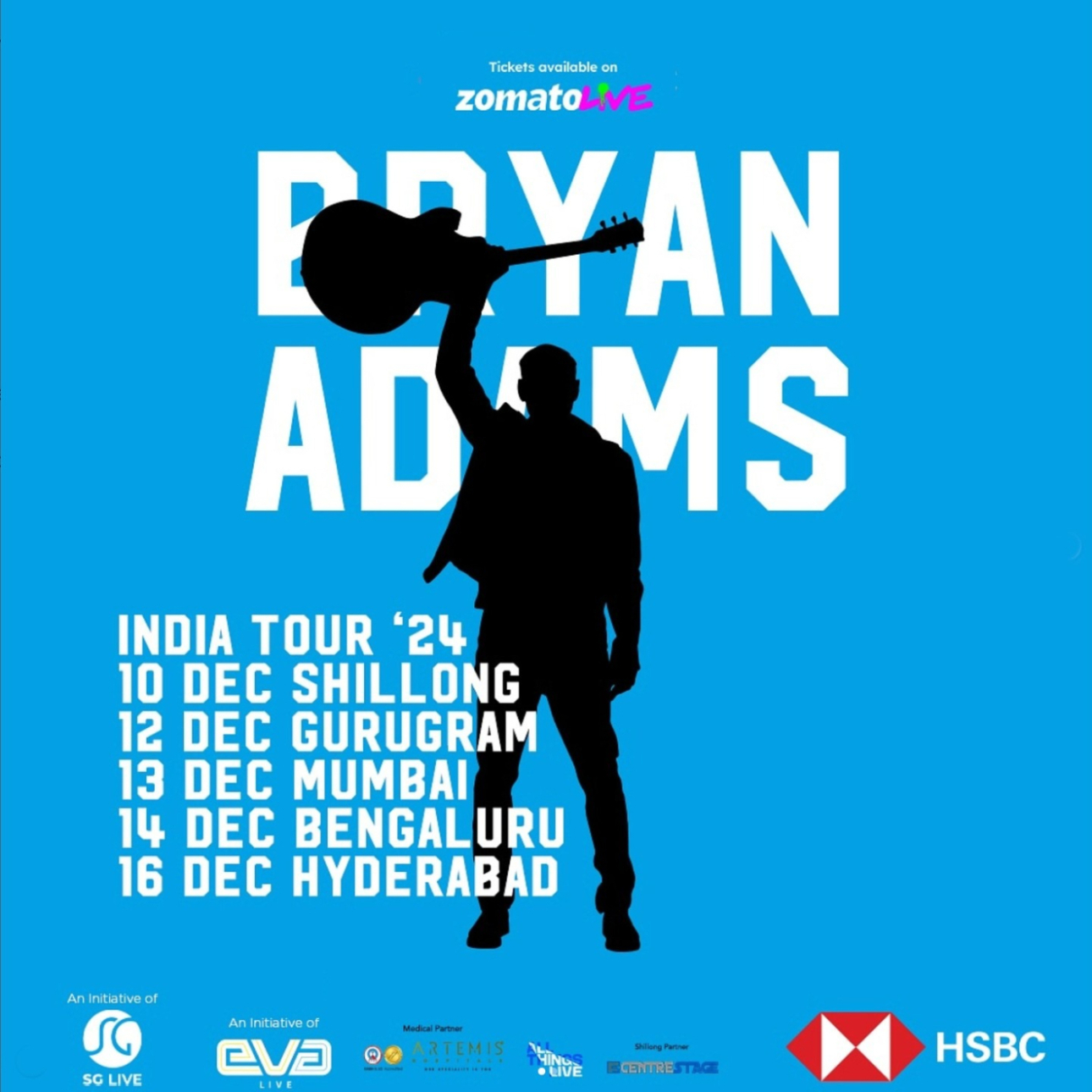 Bryan Adams So Happy It Hurts Tour Poster 2024 (India)