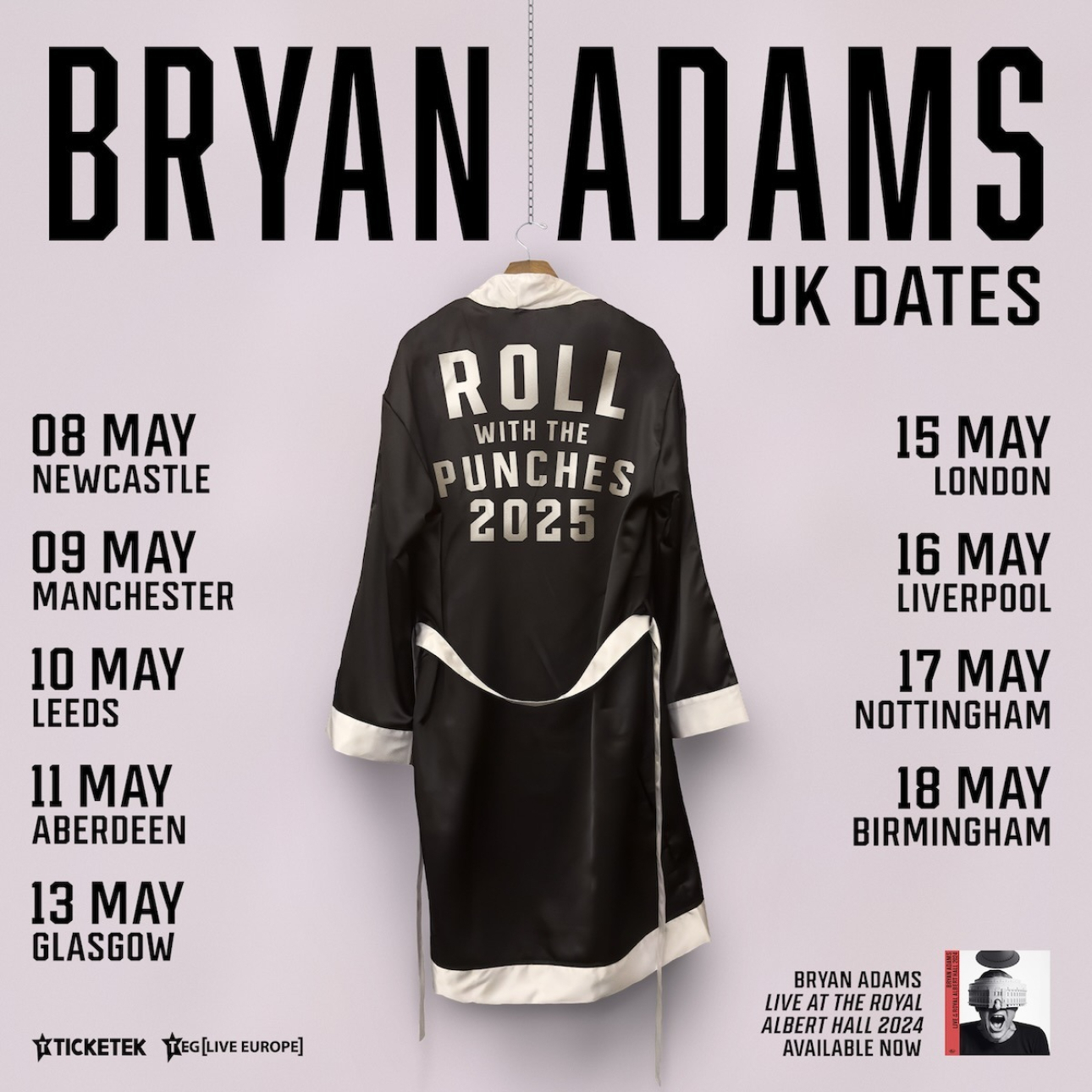 Bryan Adams ‘Roll With The Punches’ UK tour