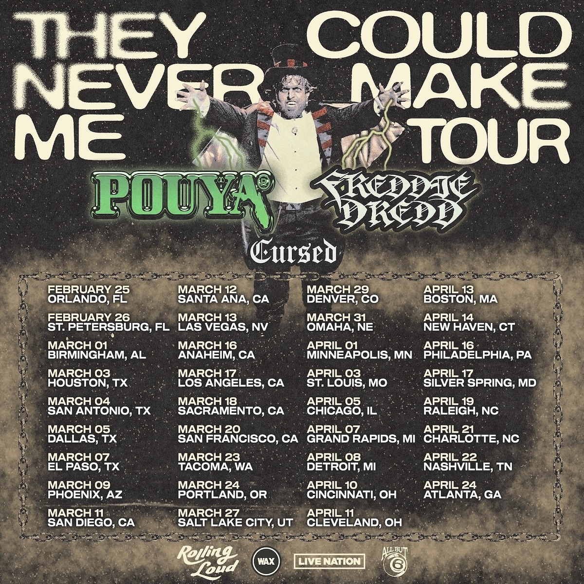 Pouya THEY COULD NEVER MAKE ME TOUR Poster 2025