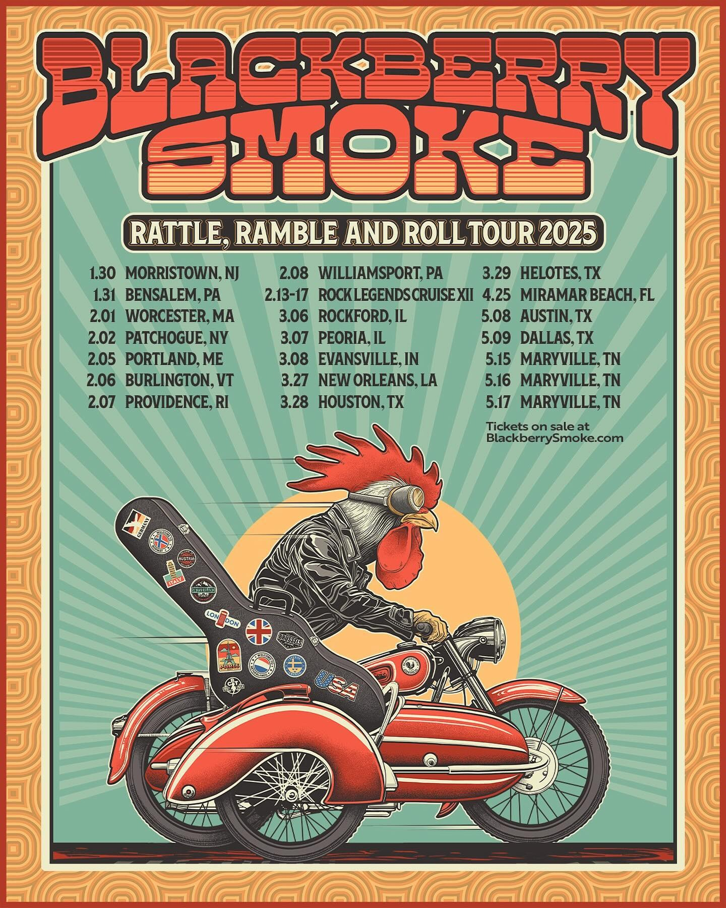 Blackberry Smoke Rattle, Ramble & Roll Tour Poster 2025