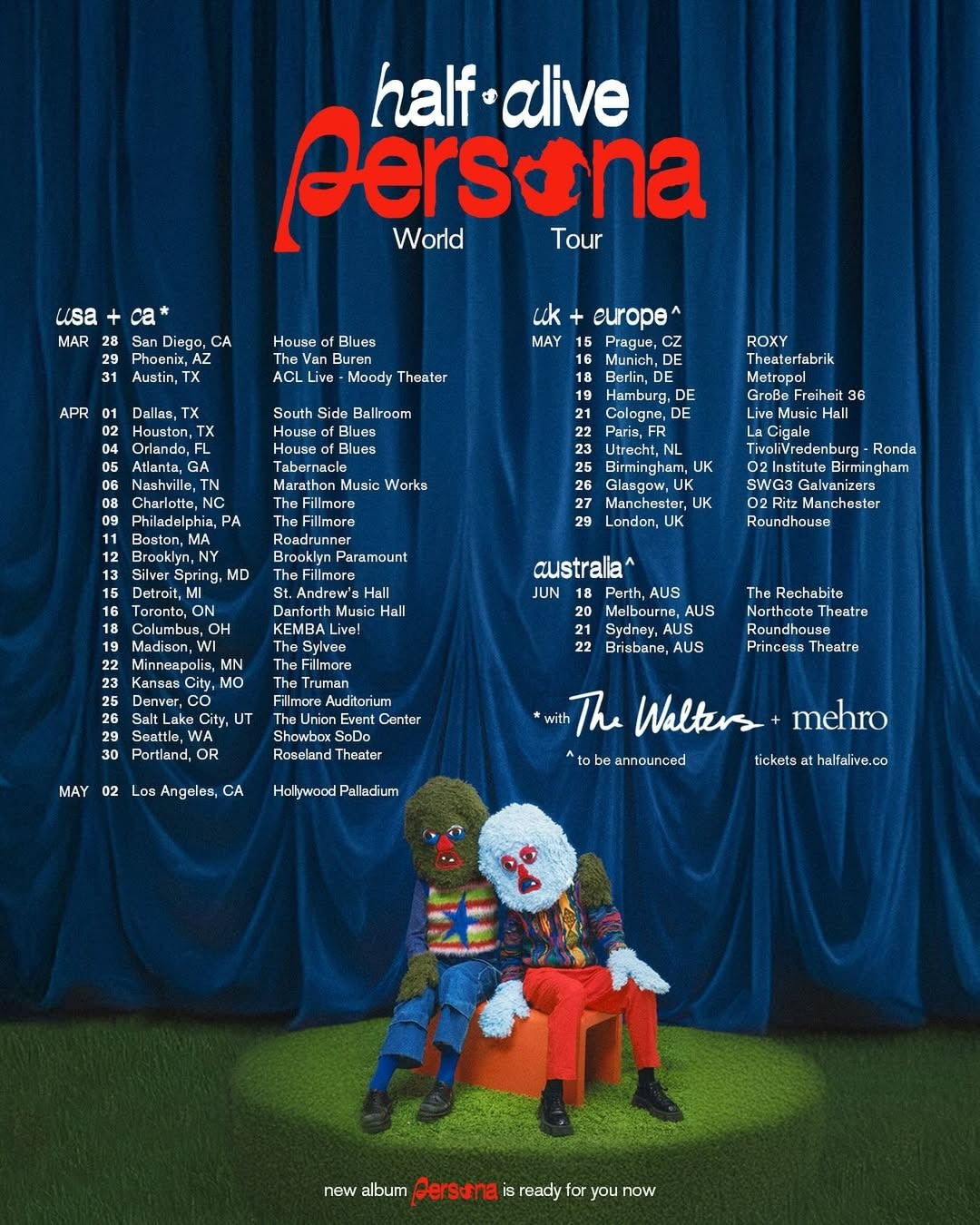 Half alive Persona World Tour Poster 2025