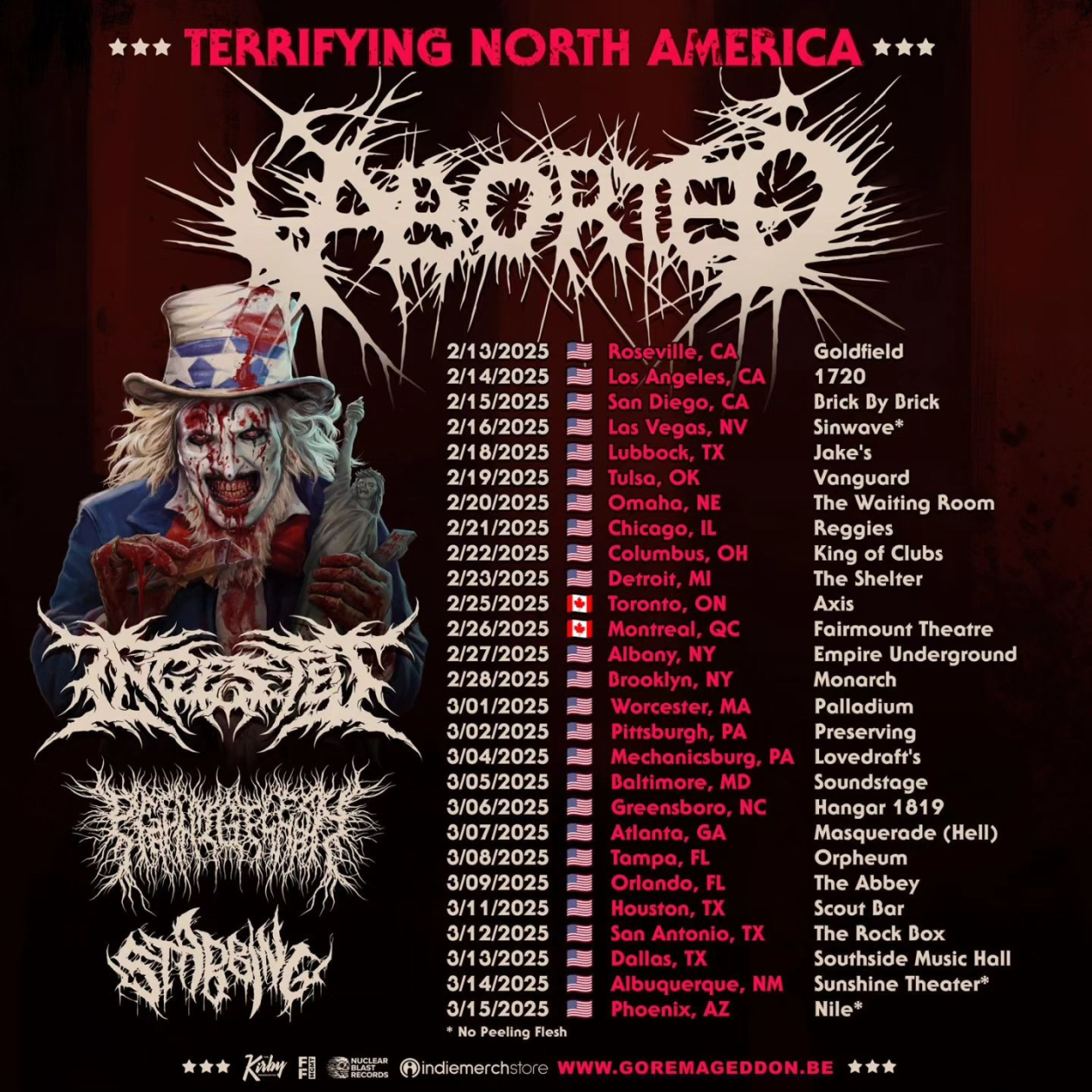 Aborted Terrifying North America Tour Poster 2025