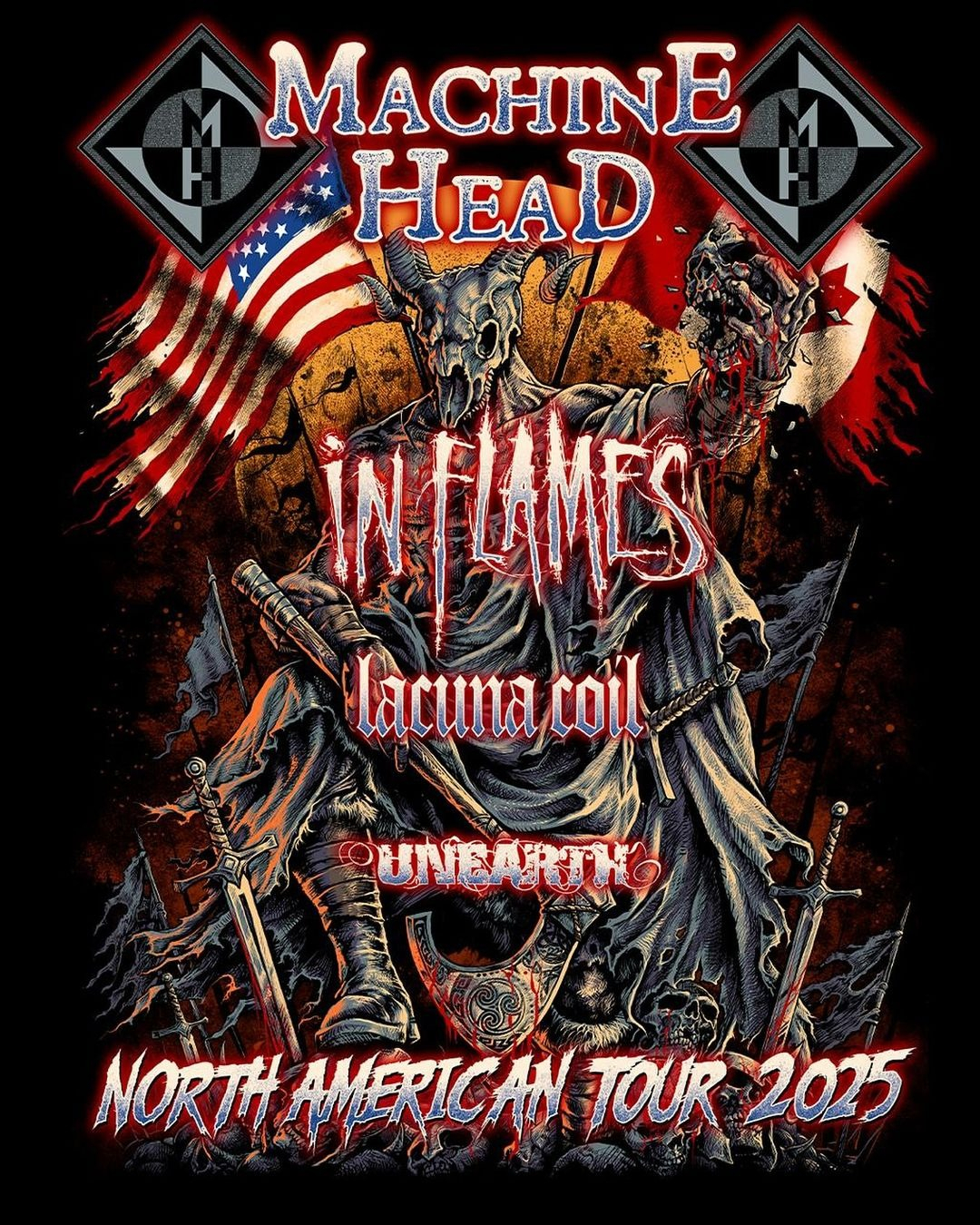 Machine Head NORTH AMERICA 2025 Tour Poster