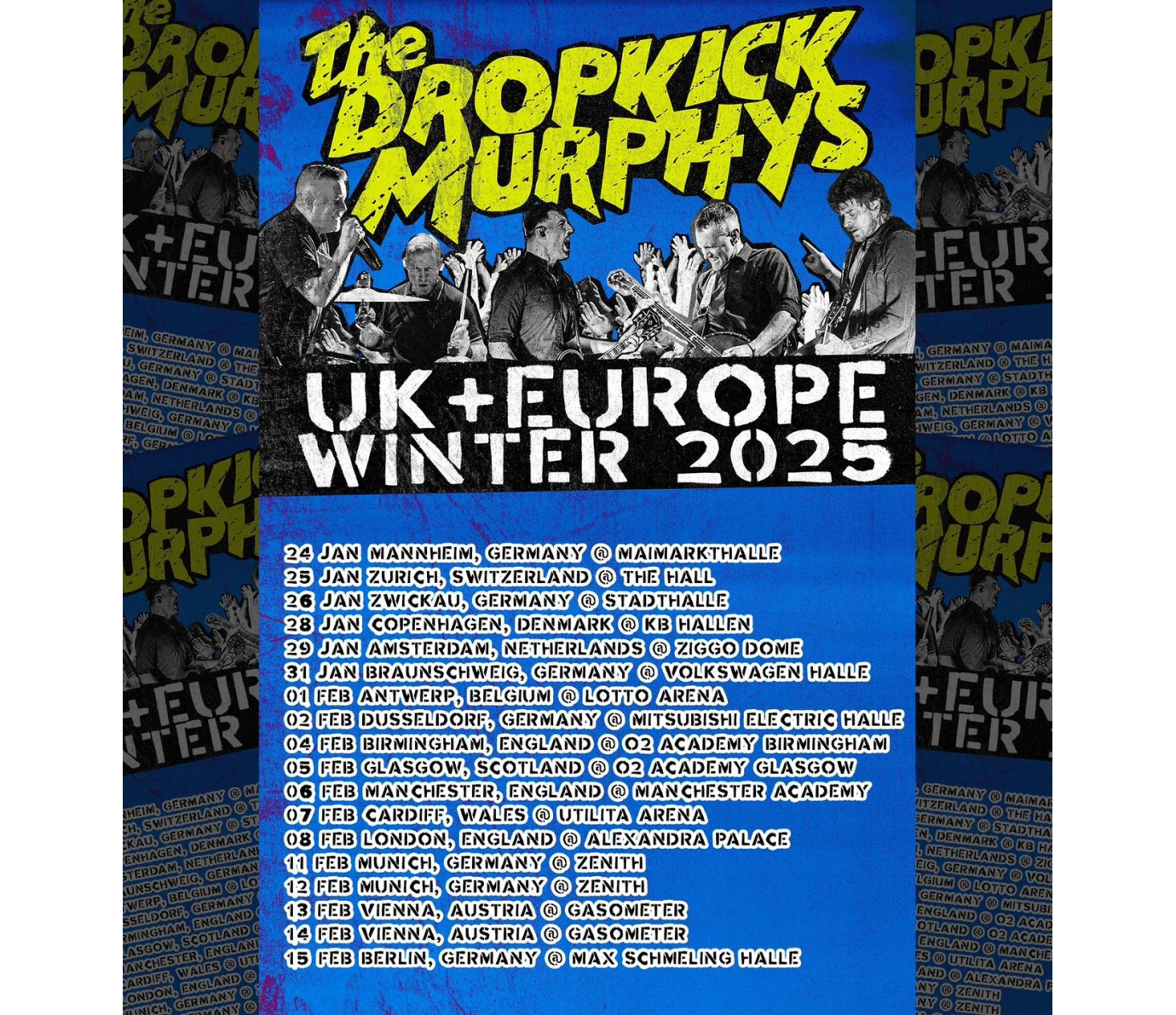 Dropkick Murphys UK + Europe Winter 2025 Tour Poster