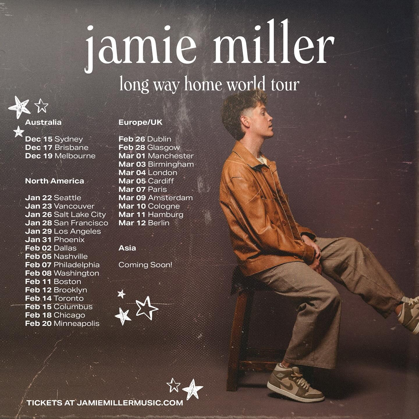 Jamie Miller the long way home tour Poster 2025