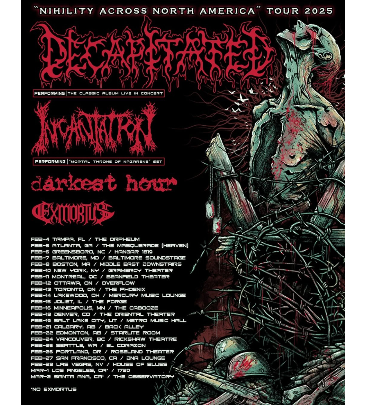 Decapitated Nihility Across North America Tour of 2025 Poster