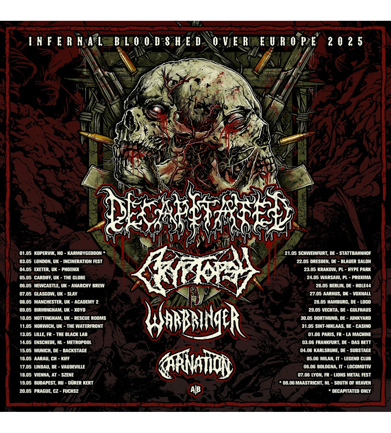 Decapitated Infernal Bloodshed Over Europe 2025 Tour